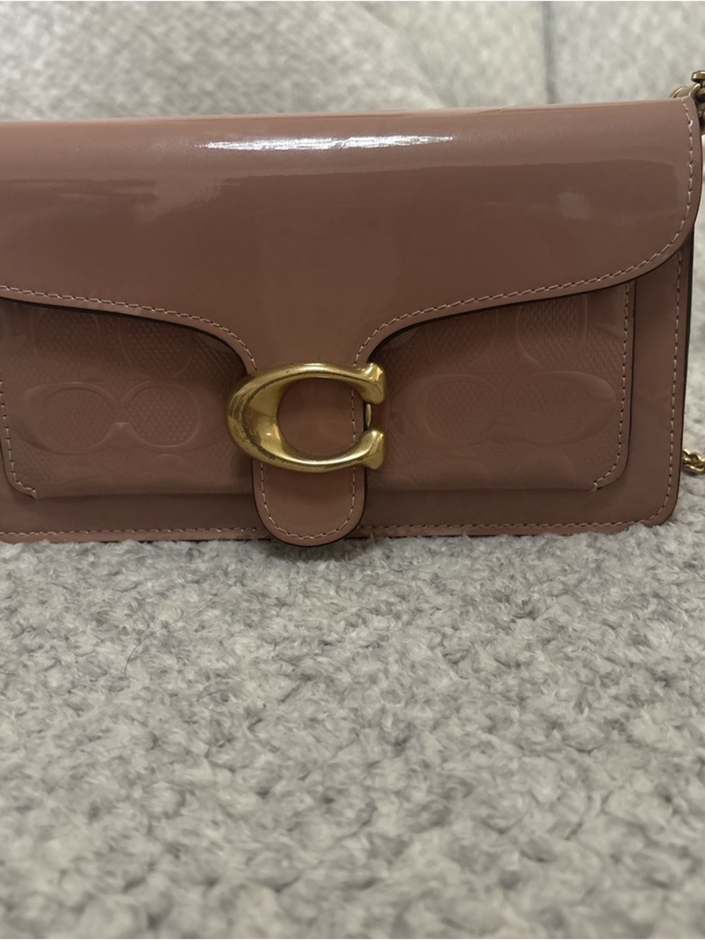 Coach Patent Convertible Crossbody in Dusty Pink with Gold Hardware